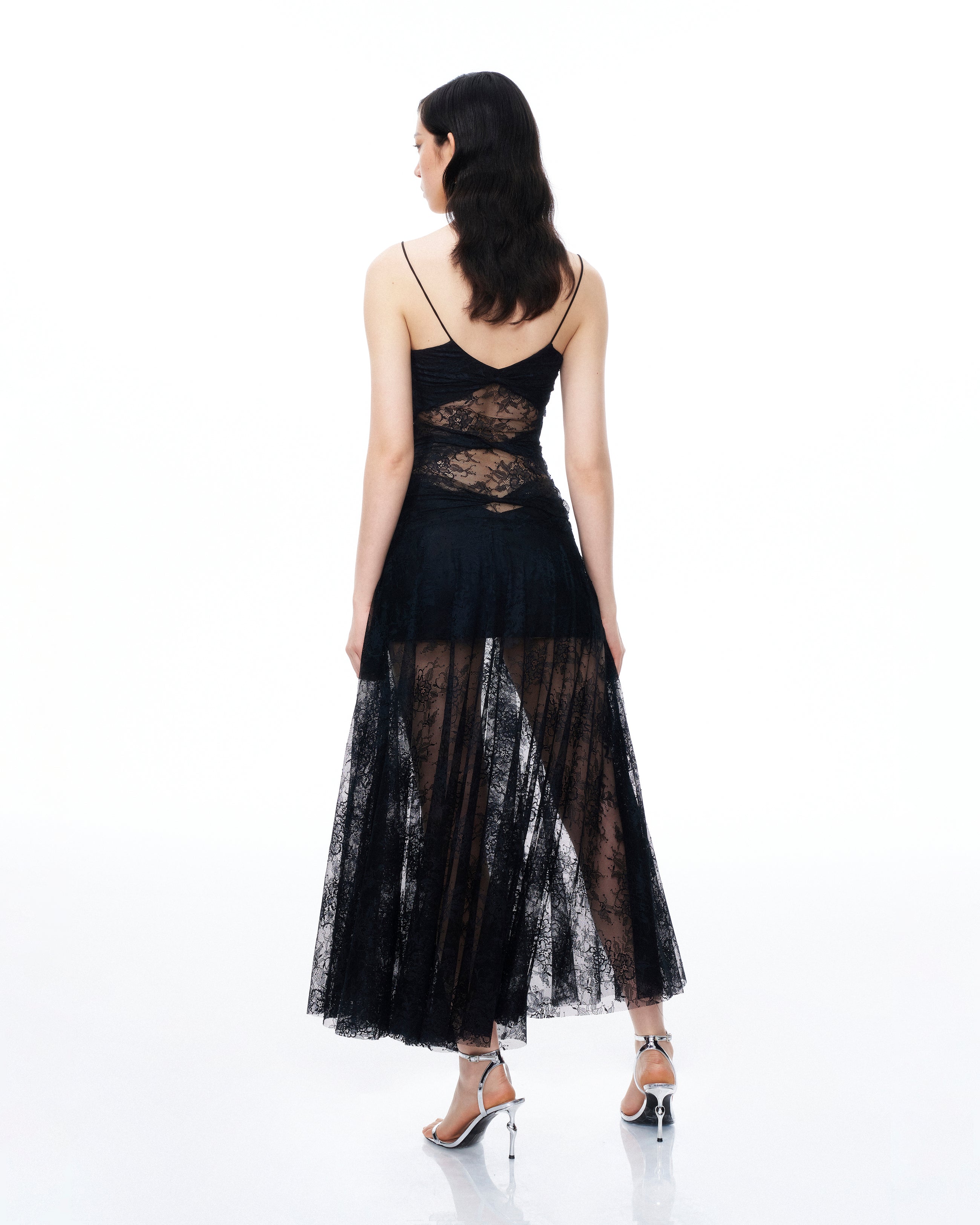 Indigo Floral Lace Dress - Black
