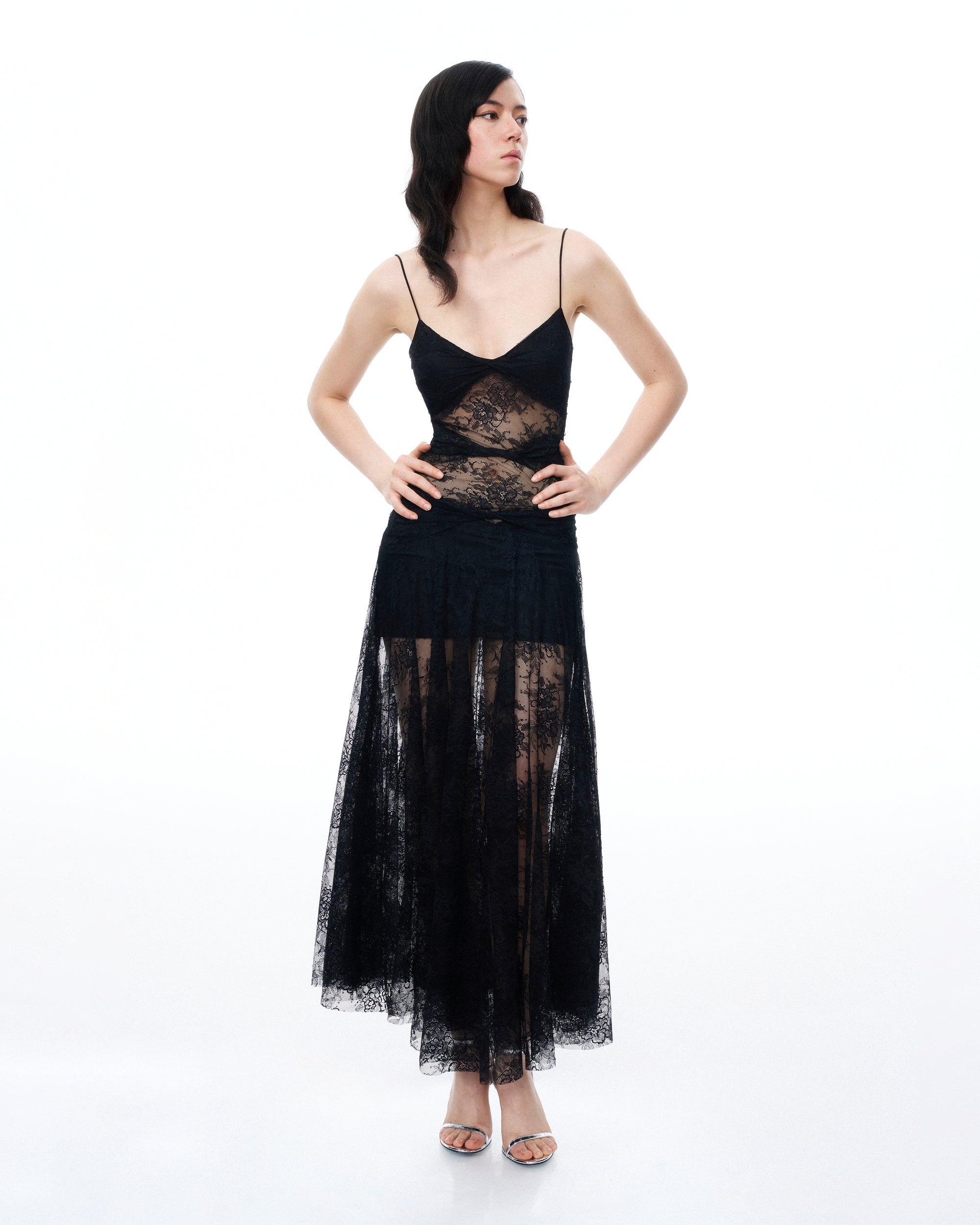 Indigo Floral Lace Dress - Black
